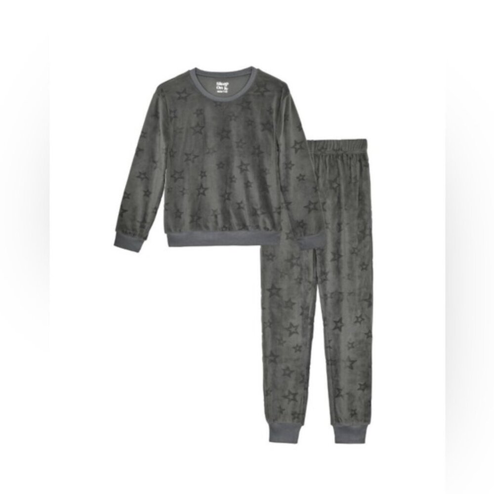 💫 Sleep on it velour sleep set toddler size 3T dark grey with star imprint.